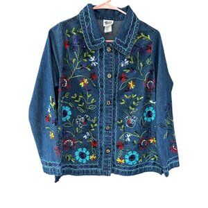Gunit Fashions Women’s Small Denim Button Up Jacket Embroidered Vintage NWOT